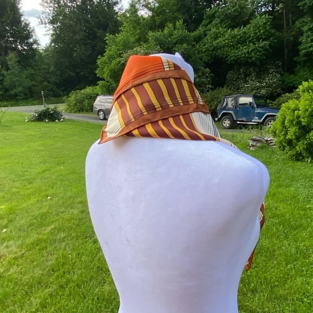 Vintage Orange Brown Geometric Acetate Scarf